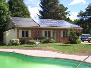 Home with solar thermal and solar pool heating system